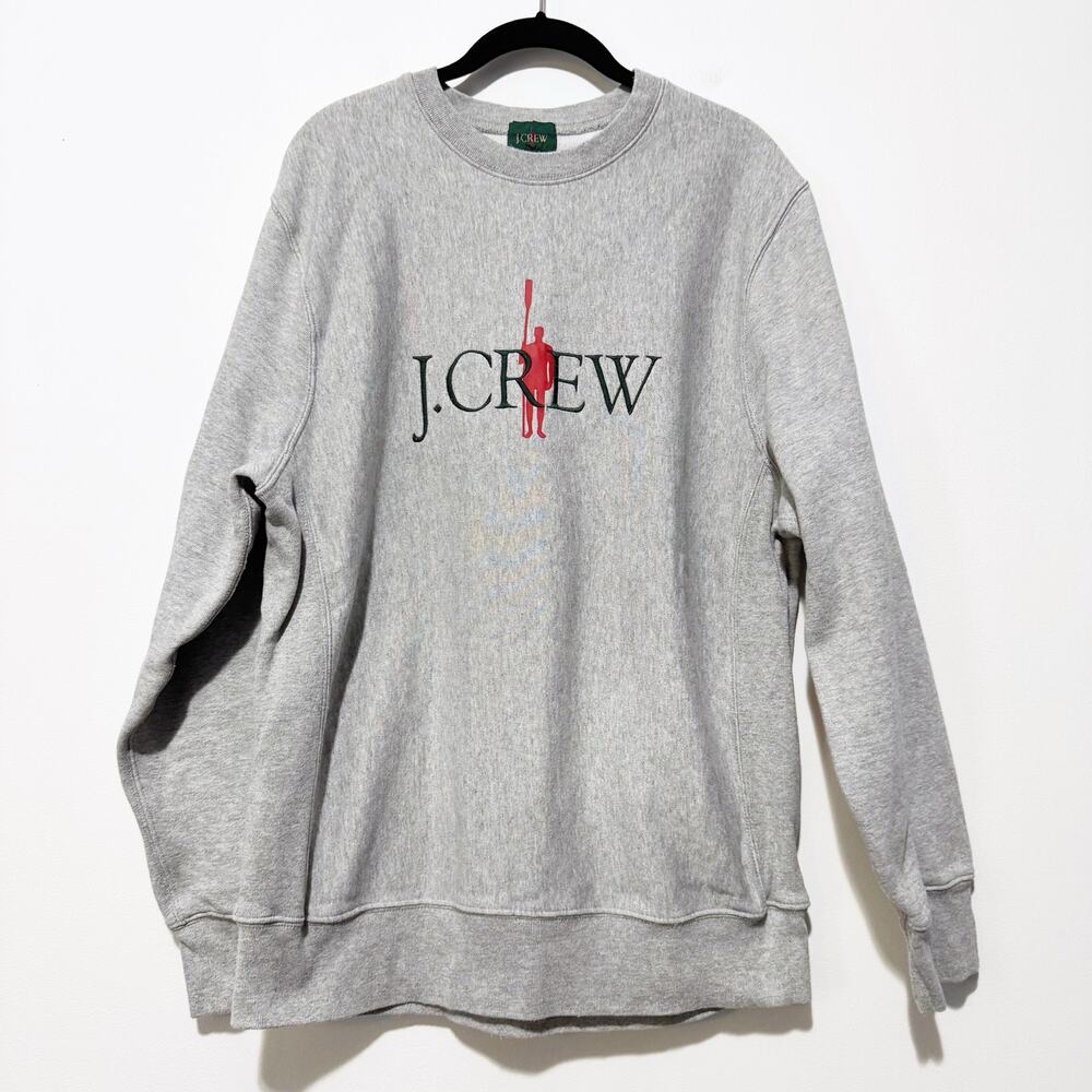 J.Crew Oarsman Logo Sweatshirt Men’s L Gray Crewneck Heritage Preppy Rowing